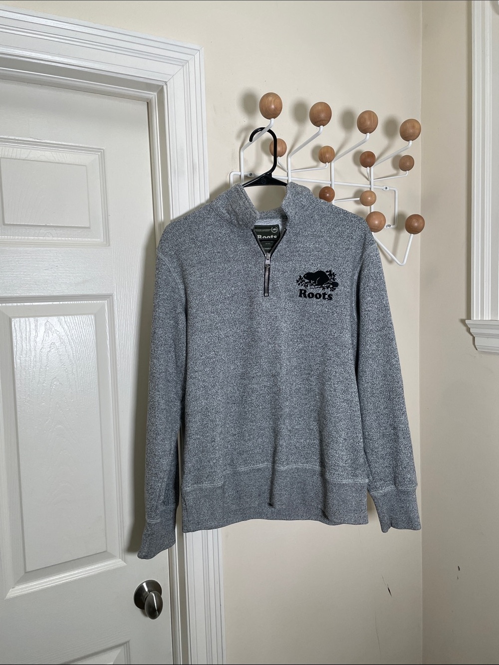 Roots Half-Zip Pullover Sweater Heather Gray XS